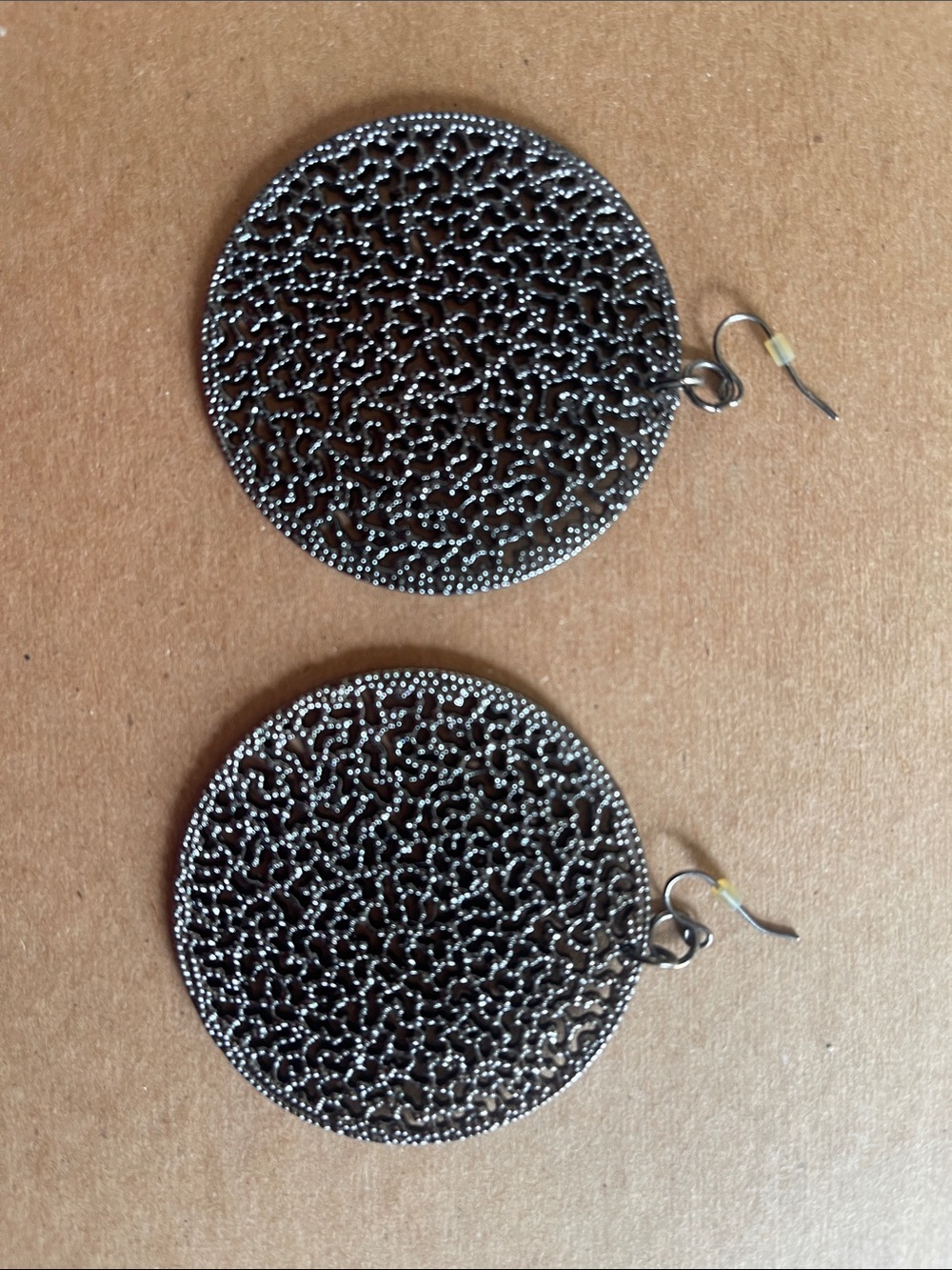 Source Unknown Black Filigree Round Drop Earrings